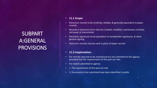 21 CFR part 11- ELECTRONIC RECORDS; ELECTRONIC SIGNATURES | PPTX