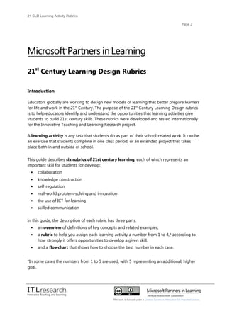 21cld learning activity rubrics 2012 | PDF