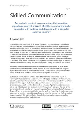 21cld learning activity rubrics 2012 | PDF