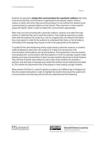 21cld learning activity rubrics 2012 | PDF
