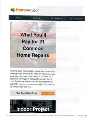 21 common home repair costs