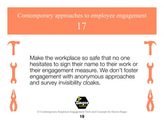 The
Employee
Engagement
Network
20
21 Contemporary Employee Engagement Tools and Concepts by David Zinger
Contemporary app...