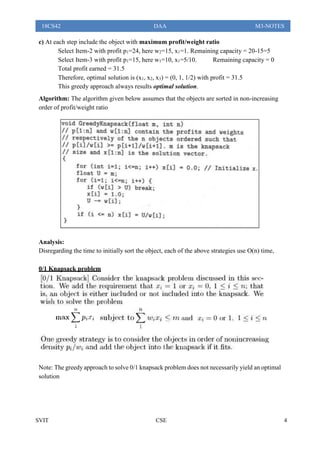 Introduction to Greedy method, 0/1 Knapsack problem | PDF