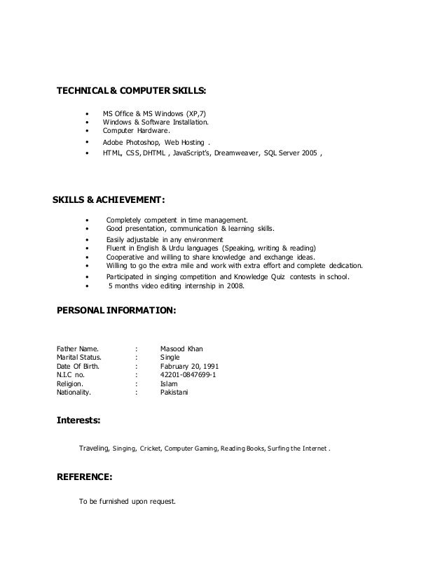 microsoft office cv