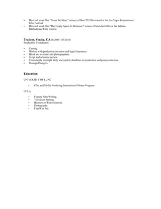 Maria Tornberg Professional resume | PDF