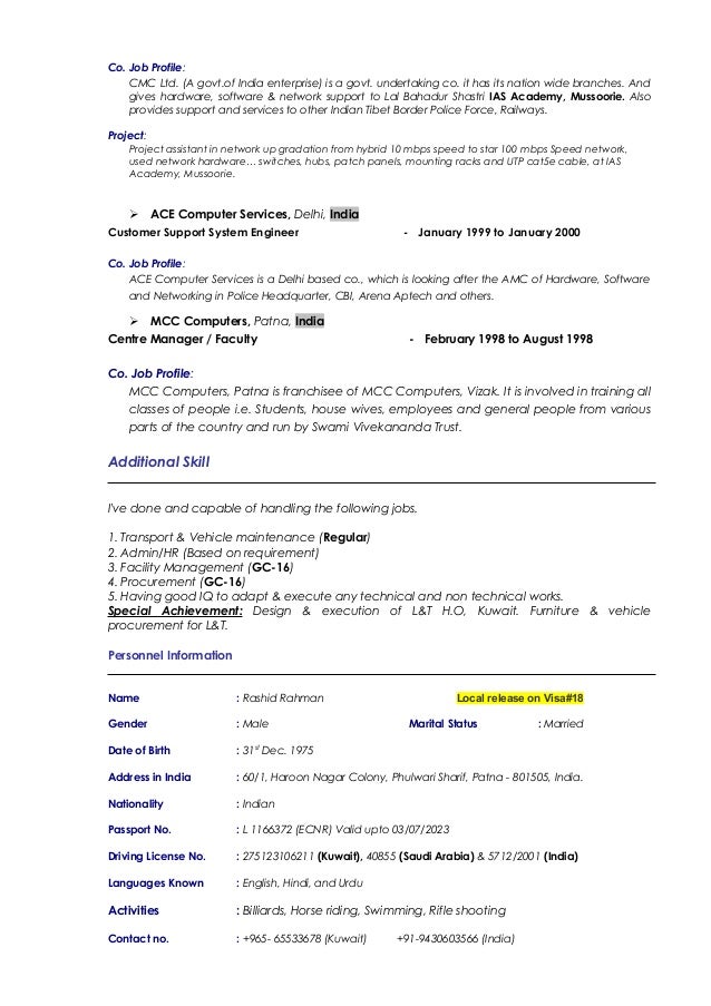 company biodata