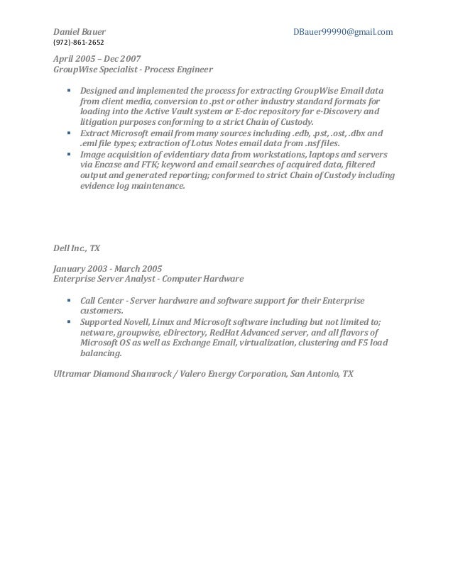 Bauer Resume Template - Resume Daniel Bauer 6 638 