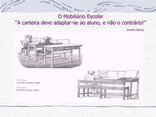 O Mobiliário Escolar “A carteira deve adaptar-se ao aluno, e não o contrário!” António Nóvoa 