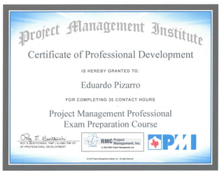 PMP Training certificate
