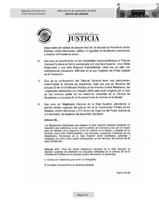 Segundo año de Ejercicio
Primer Periodo Ordinario
Miércoles 21 de septiembre de 2016
GACETA DEL SENADO
Página 25
 