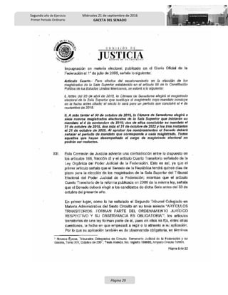 Segundo año de Ejercicio
Primer Periodo Ordinario
Miércoles 21 de septiembre de 2016
GACETA DEL SENADO
Página 29
 