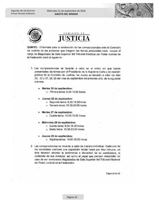 Segundo año de Ejercicio
Primer Periodo Ordinario
Miércoles 21 de septiembre de 2016
GACETA DEL SENADO
Página 32
 