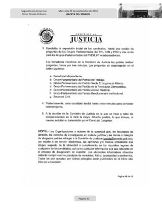 Segundo año de Ejercicio
Primer Periodo Ordinario
Miércoles 21 de septiembre de 2016
GACETA DEL SENADO
Página 33
 