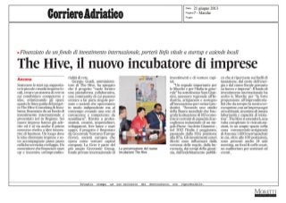 Articolo di The Hive sul Corriere Adriatico del 21 giungo 2013