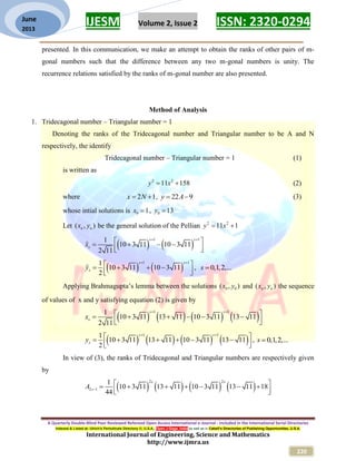On Pairs of M- Gonal numbers with unit difference | PDF