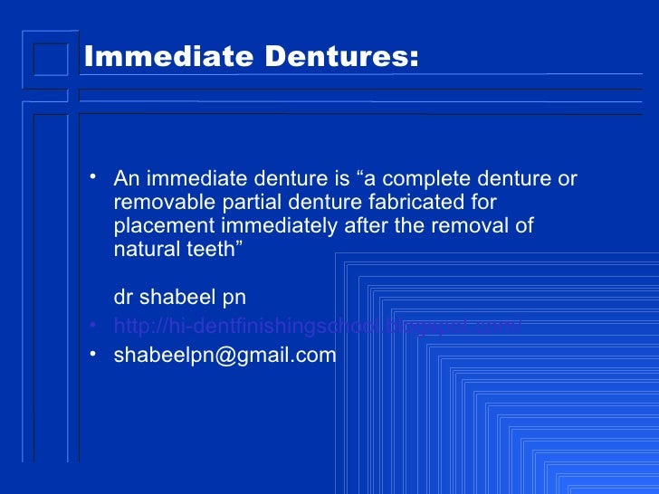 immediate denture