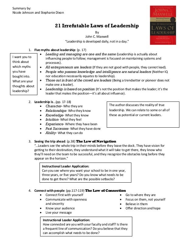 21 laws of leadership