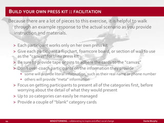 Build your own press kit :: facilitation<br />Because there are a lot of pieces to this exercise, it is helpful to walk th...
