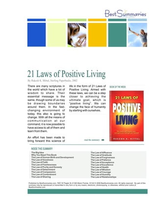 21 Laws Of Positive Living 