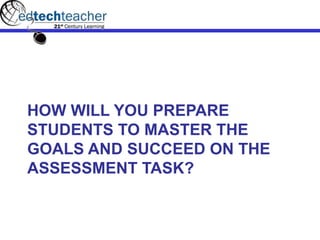 HOW WILL YOU PREPARE
STUDENTS TO MASTER THE
GOALS AND SUCCEED ON THE
ASSESSMENT TASK?
 