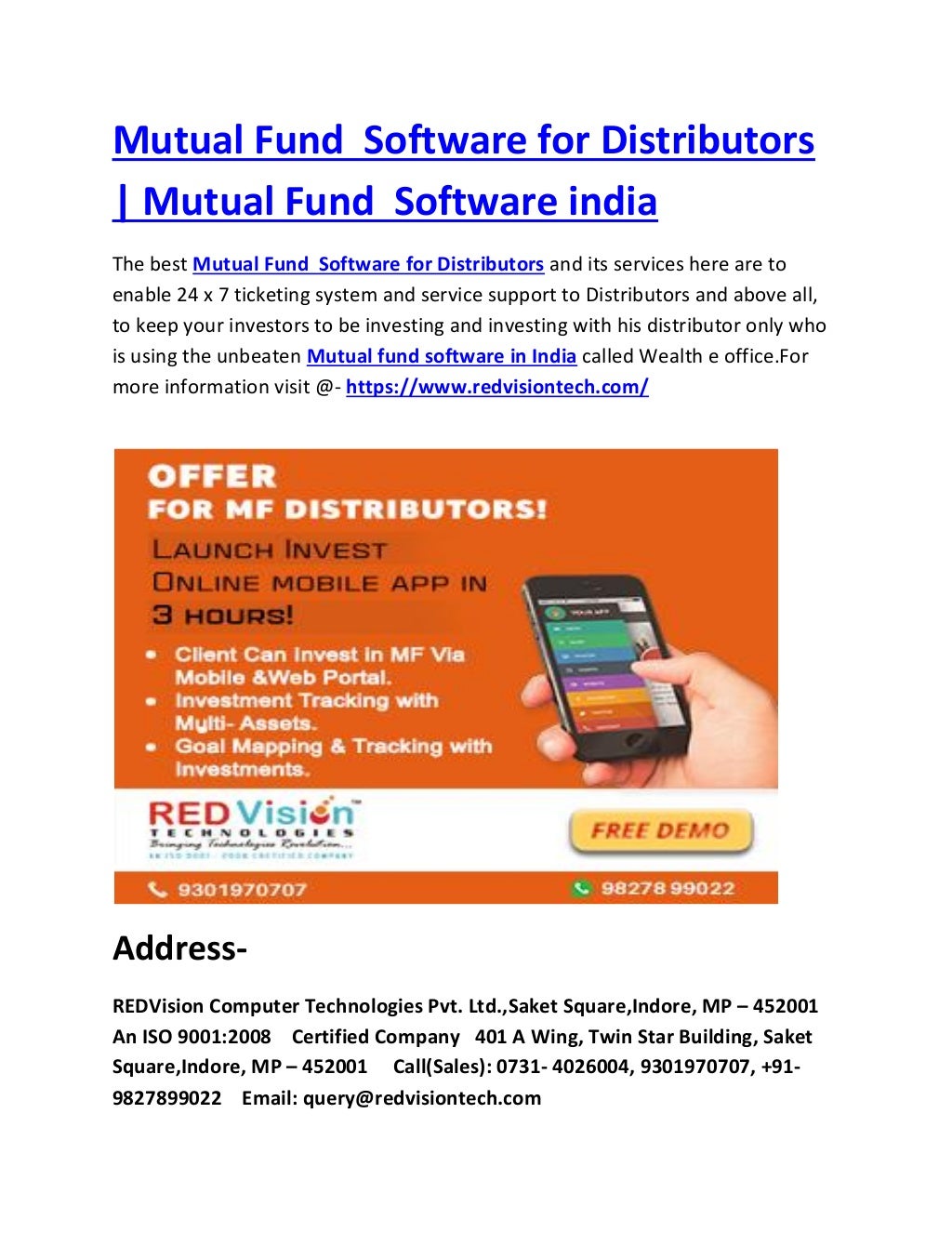Mutual Fund Software for Distributors Mutual Fund Software india