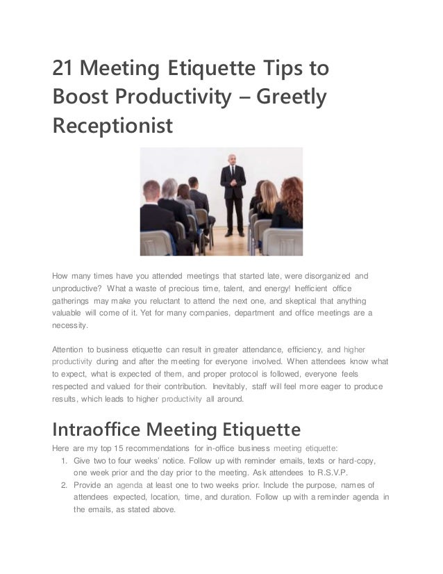 21 meeting etiquette tips to boost productivity Greetly Receptionist