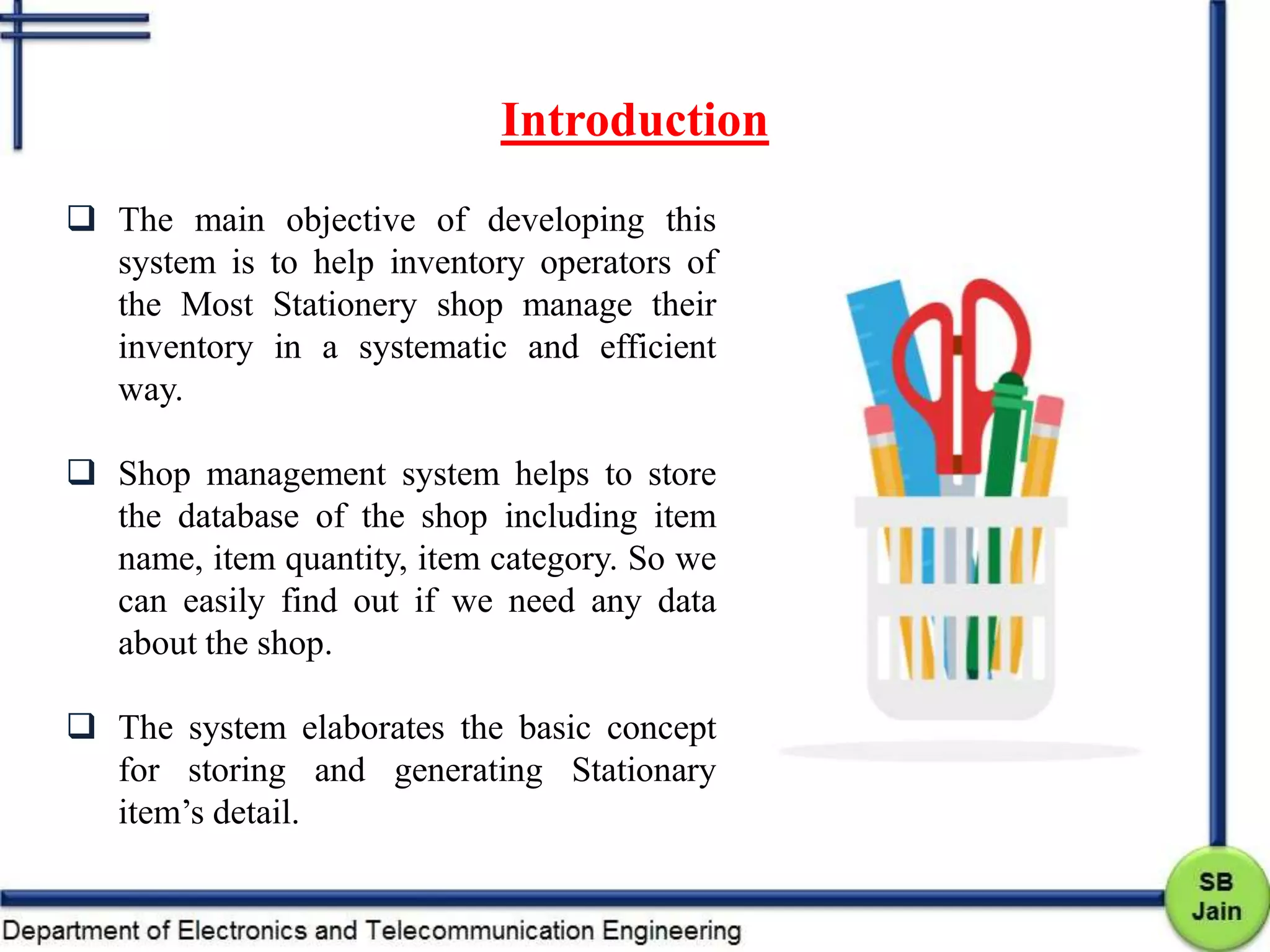 Stationary Store Management System | PPTX