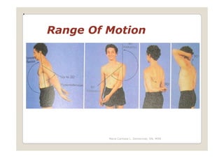 .


    Range Of Motion




             Maria Carmela L. Domocmat, RN, MSN
 