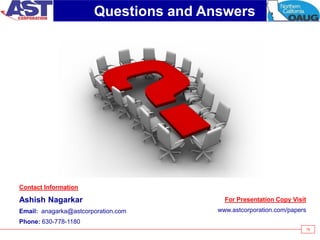 76
Questions and Answers
Contact Information
Ashish Nagarkar
Email: anagarka@astcorporation.com
Phone: 630-778-1180
For Presentation Copy Visit
www.astcorporation.com/papers
 