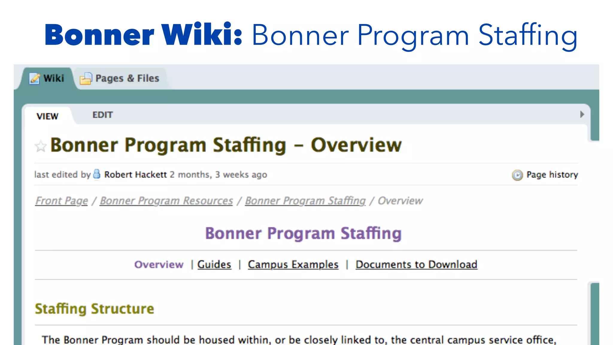 Bonner Wiki: Bonner Program Staf
fi
ng
 