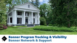 Bonner Program Tracking & Visibility
Bonner Network & Support
 