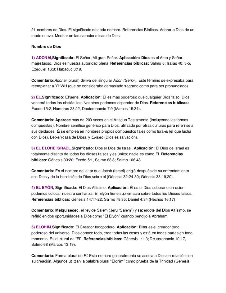 21 Nombres De Dios