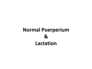 Normal Puerperium
&
Lactation
 