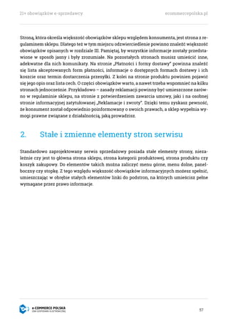 21+ obowiązków e-sprzedawcy ecommercepolska.pl 
64 
Strona towaru 
Poniżej znajduje się ogólna rekomendacja elementów, któ...