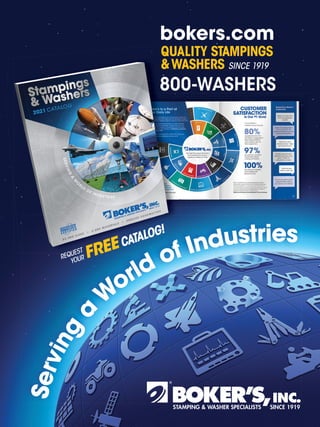 S
e
r
v
i
n
g
a
W
orld of Industries
QUALITY STAMPINGS
WASHERS SINCE 1919
bokers.com
800-WASHERS
REQUEST
YOUR FREECATALOG!
 