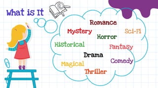 Mystery
Thriller
Drama
Historical
What is It
Magical
Fantasy
Sci-Fi
Romance
Comedy
Horror
 