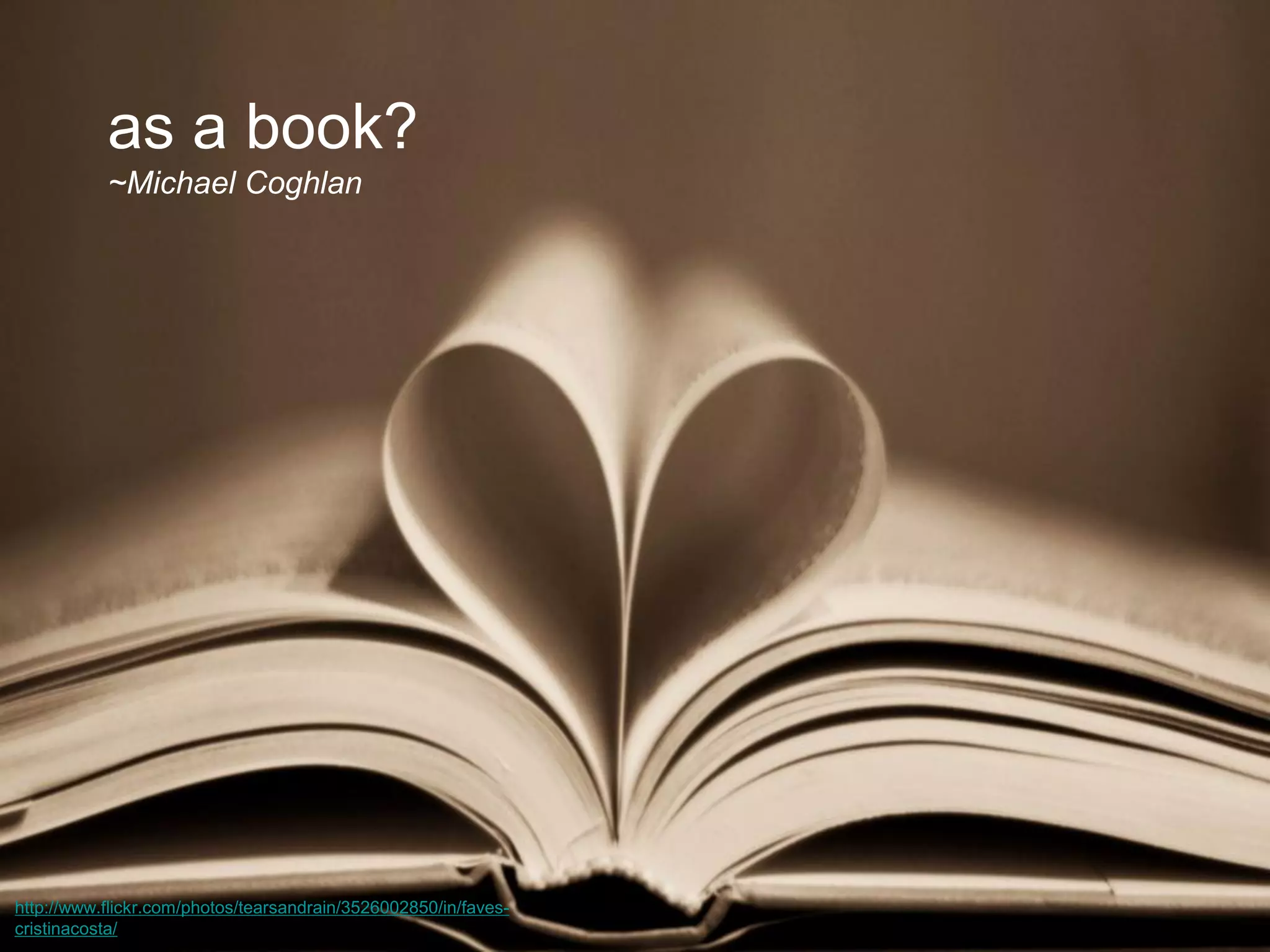 as a book?
~Michael Coghlan

http://www.flickr.com/photos/tearsandrain/3526002850/in/favescristinacosta/

 