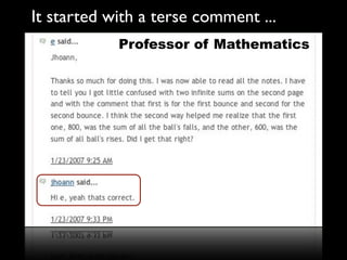 It started with a terse comment ...
            Professor of Mathematics
 