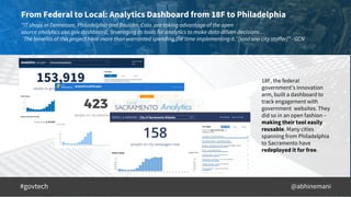 @abhinemani
“IT shops in Tennessee, Philadelphia and Boulder, Colo. are taking advantage of the open
source analytics.usa....