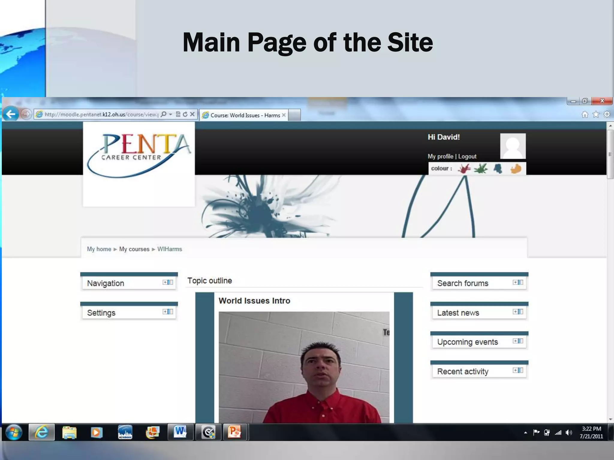 Main Page of the Site
 