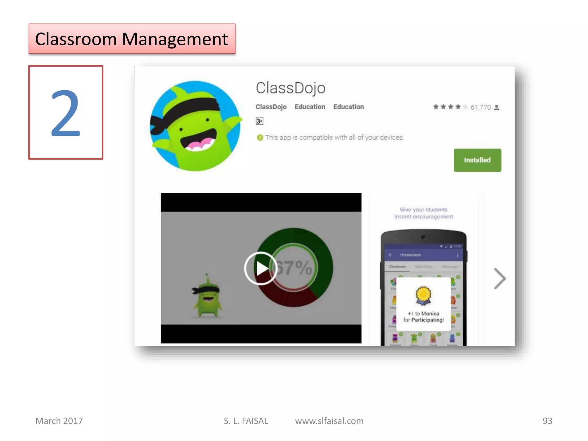 March 2017 S. L. FAISAL www.slfaisal.com 93
Classroom Management
2
 