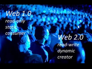 Web 1.0 read-only static consumer Web 2.0 read-write dynamic creator 