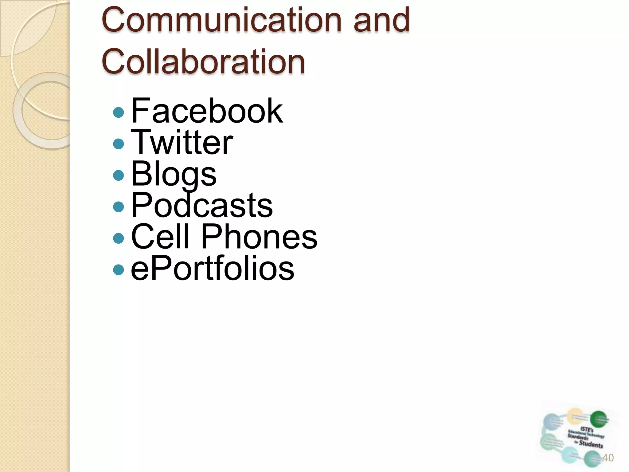 ISTE: NETS for StudentsCreativity and InnovationCommunication and CollaborationResearch and Information FluencyCritical Thinking, Problem Solving and Decision MakingDigital CitizenshipTechnology Operations and Concepts29