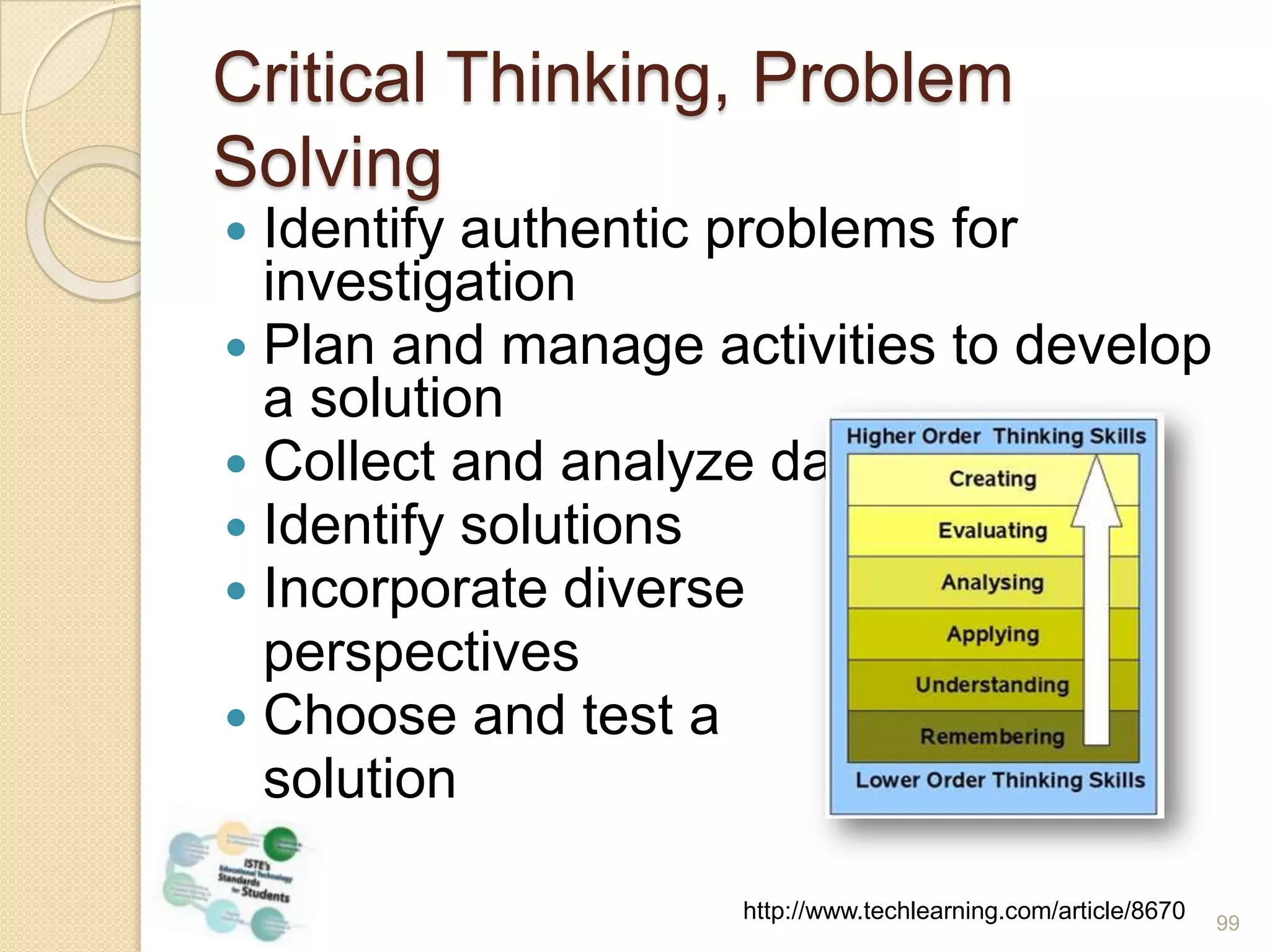 Research & Information FluencySearch strategiesCritical eval of Web sitesRead the URLExamine the contentAsk about authorLook at the linksStrategies for managing 	information, organizing bookmarksDelicious.comDiigo.comPrioritizing, time management, & bunny trailshttp://www.greenwichschools.org/page.cfm?p=665788
