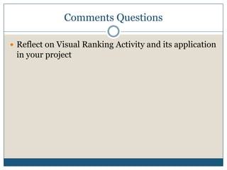 What are they?Which skills are the most important for Students?P21 Mile GuideRather than identify or list 21st C Skills (a low level task) you will discuss how important specific skills are for students, evaluate/rank importance and justify rankingIntel Visual Ranking Activity21st Century Skills?