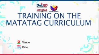 TRAINING ON THE
MATATAG CURRICULUM
Venue
Date
1
 