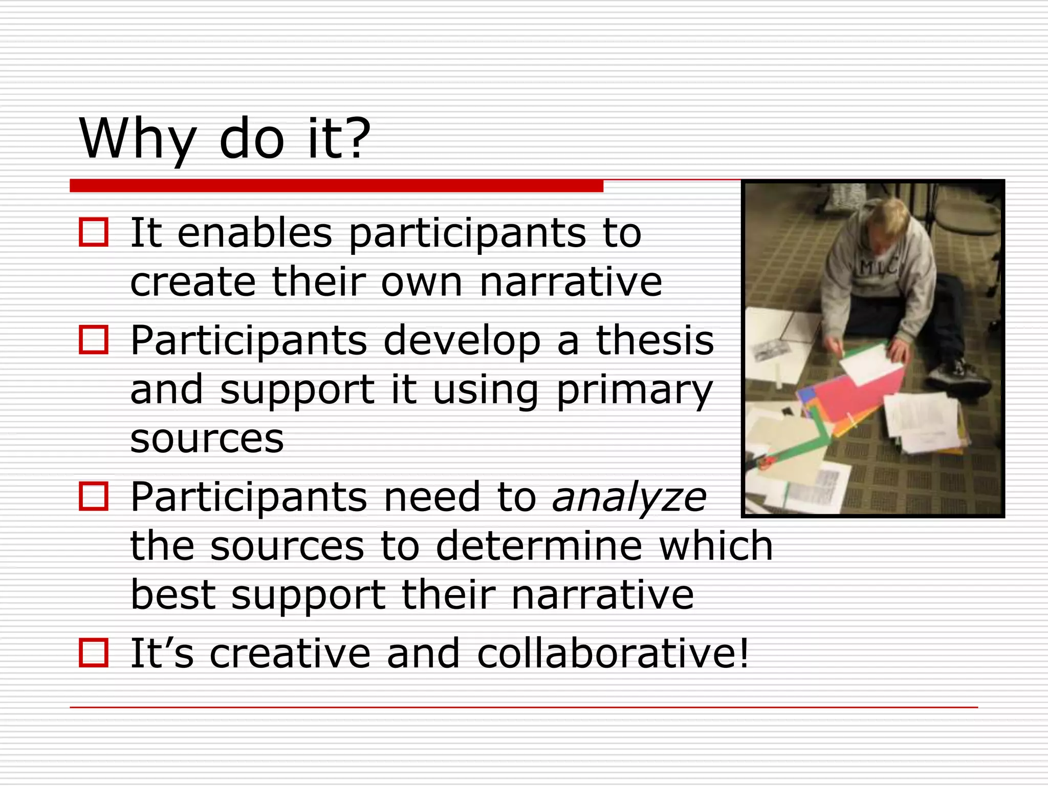 Activity – Who’s that Lady?Now we’ll look at some sourcesCome up with 5 new descriptive words based on your evidence and write each word on a cardMake a sentence using those wordsShare your sentences with the class