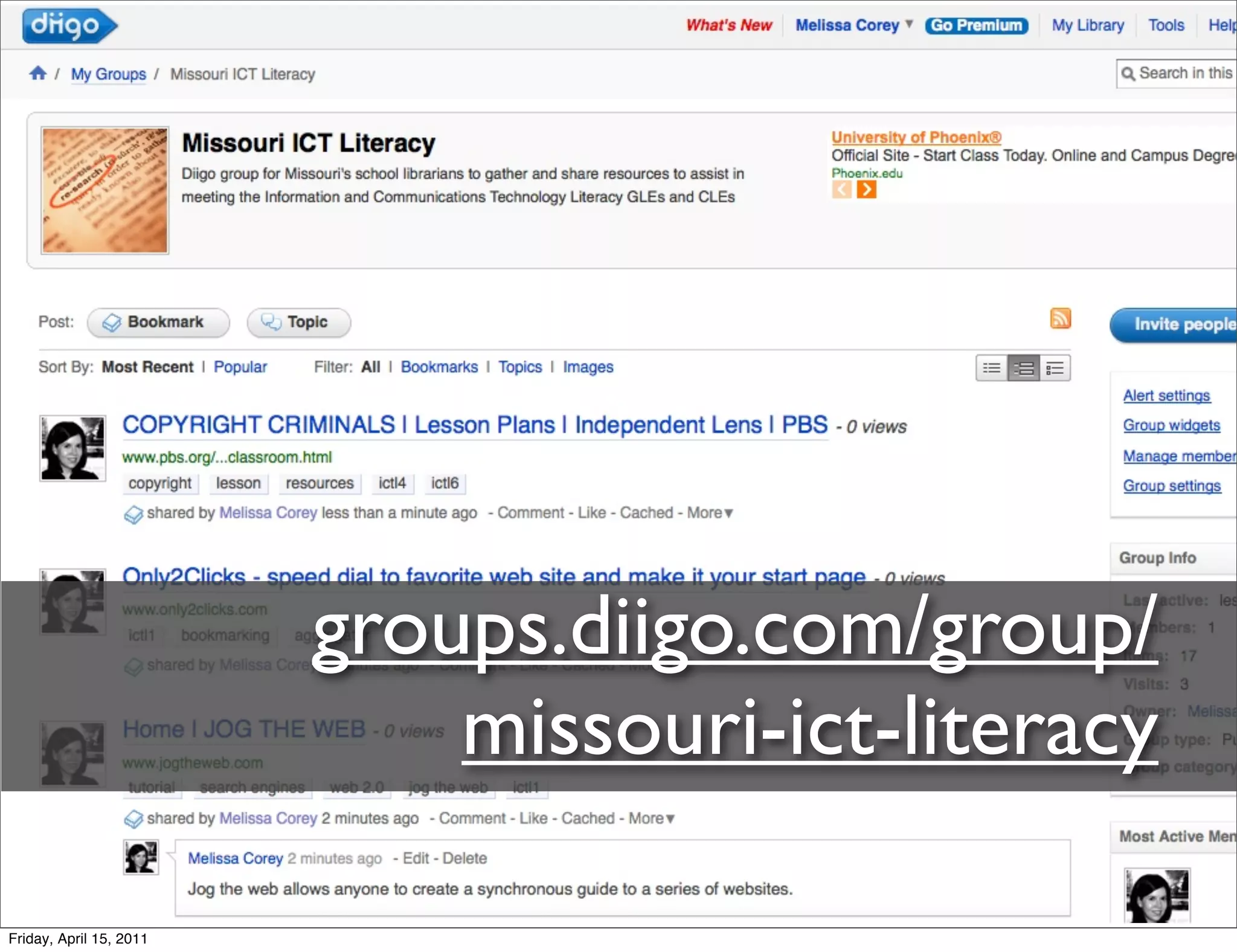groups.diigo.com/group/
                             missouri-ict-literacy

Friday, April 15, 2011
 