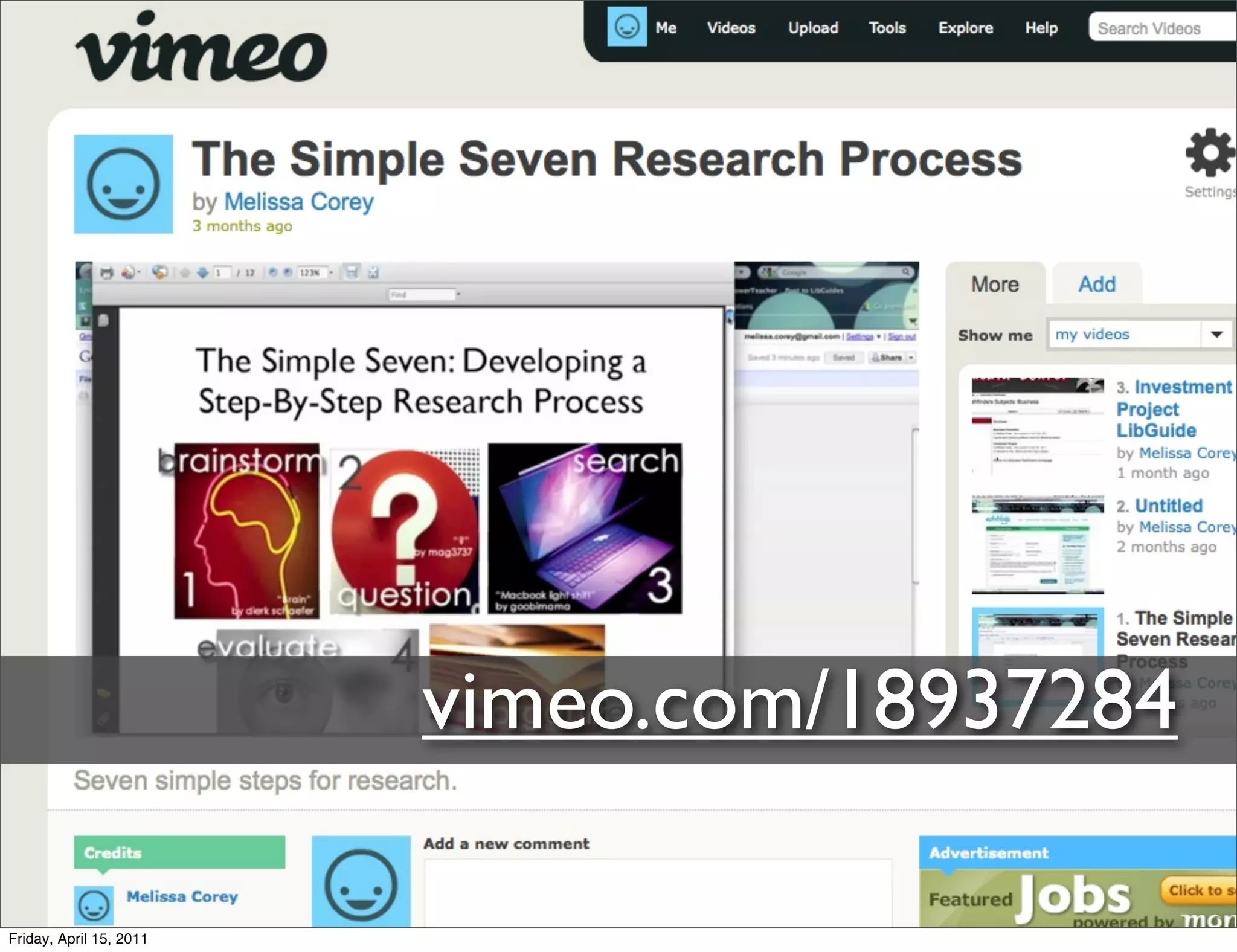 vimeo.com/18937284

Friday, April 15, 2011
 