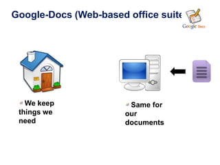 Google-Docs (Web-based office suite)




   We keep              Same for
 things we             our
 need                  documents
 